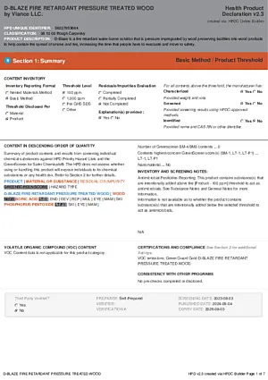 Health Product Declaration: D-Blaze FRTW preview