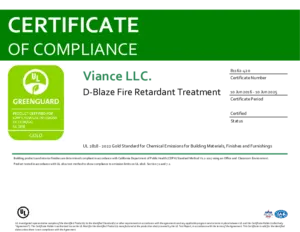 D-Blaze UL GreenGuard GOLD Certificate of Compliance - UL 2818 - 2013 Gold Standard for Chemical Emissions for Building Materials, Finishes and   Furnishings (includes California Department of Public Health standards for offices and classrooms) preview