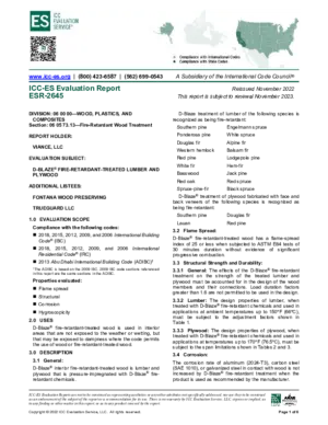 D-Blaze FRTW ICC-ES ESR-2645 with California Supplement preview