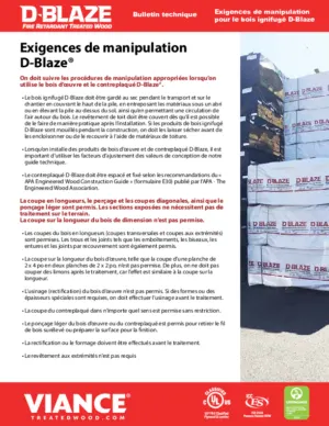 D-Blaze Bulletin technique: Exigences de manipulation preview