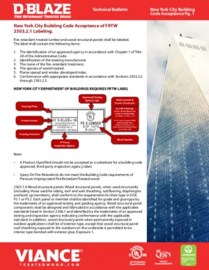 D-Blaze Technical Bulletin - NYC Code Acceptance preview