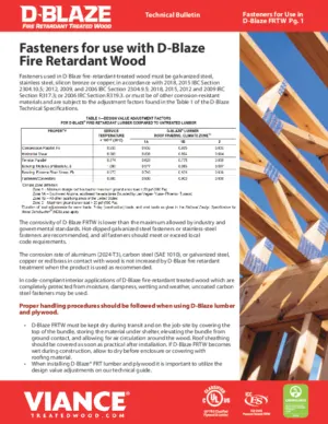D-Blaze Technical Bulletin - Fasteners for Use with D-Blaze FRTW preview