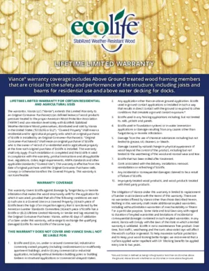 Ecolife Lifetime Limited Warranty preview