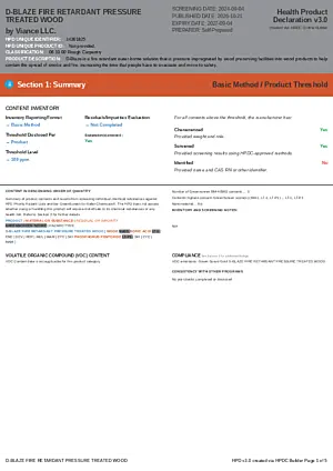 Health Product Declaration: D-BLAZE FIRE RETARDANT preview